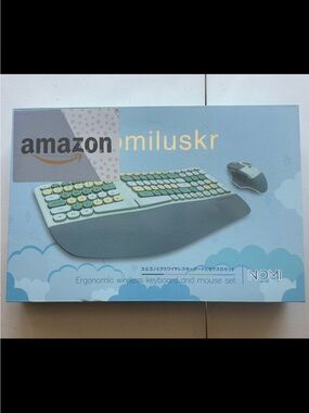 nomi Ergonomic Wireless Keyboard and Mouse Set - Mint Green and Light Yellow